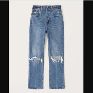 Abercrombie Ultra High Rise Ankle Straight Jeans, Medium Wash